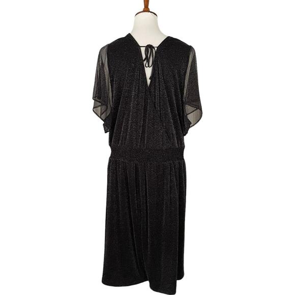 Torrid Black Glitter Lurex Flutter Sleeve Surplice Wrap Romper Plus Size 6 - Picture 9 of 13